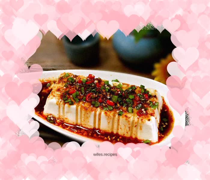 Tofu mixed with green onions