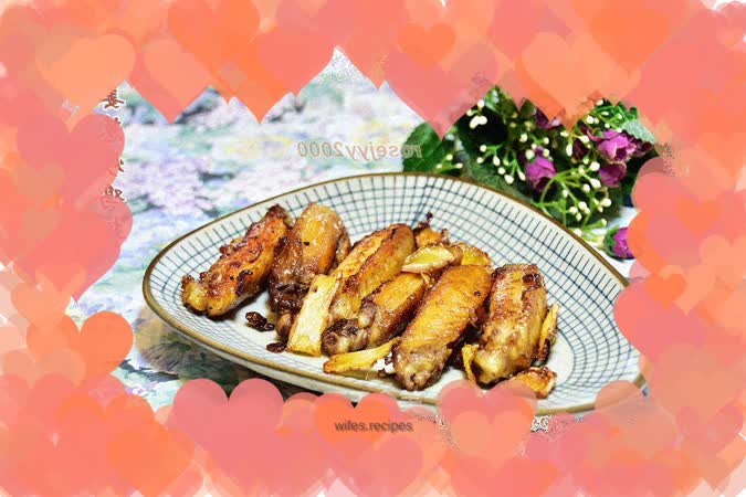 Stir-fried chicken wings with ginger and scallion