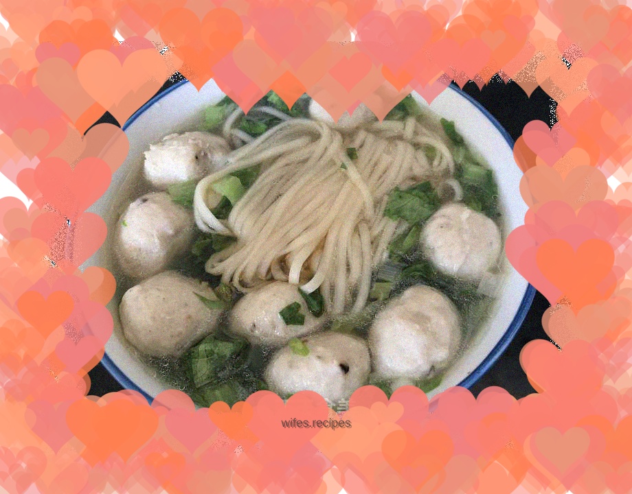 Scallion meatball noodle soup