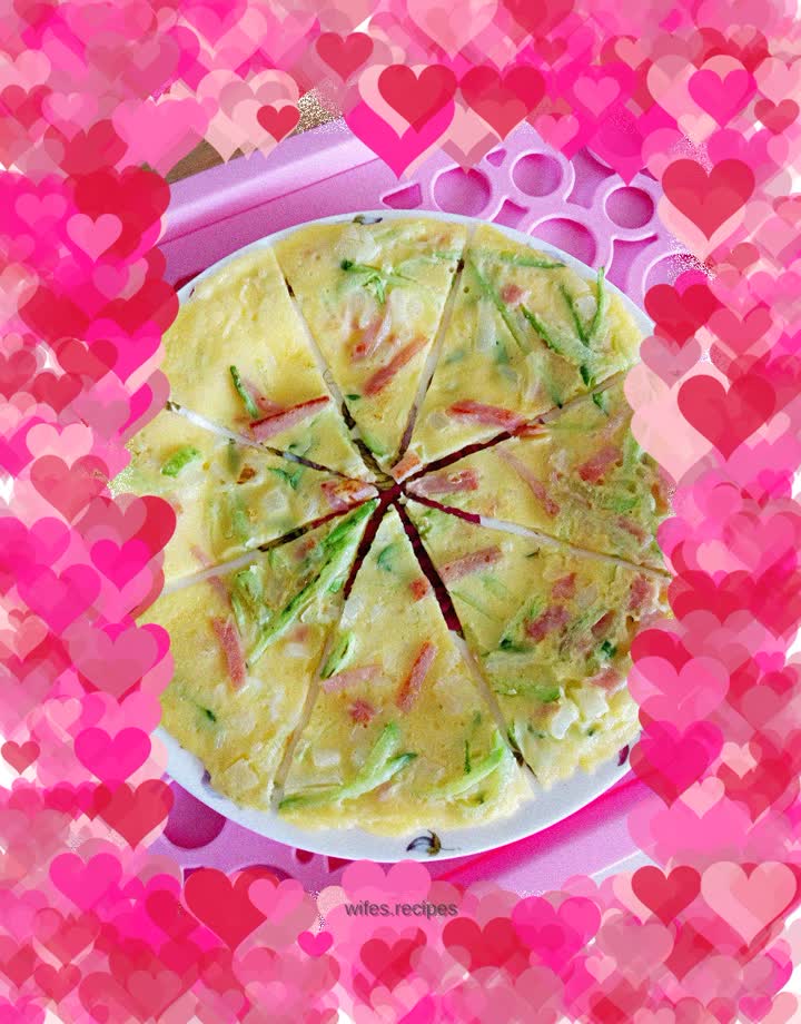 Cucumber, ham and egg pancake