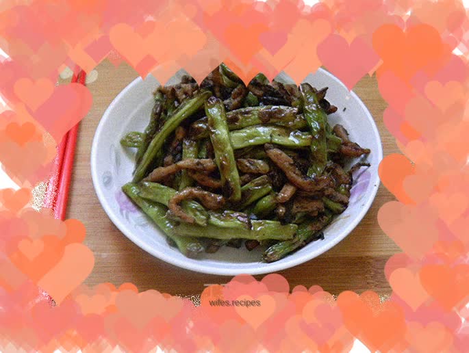 Stir-fried lentils with shredded pork and vegetables