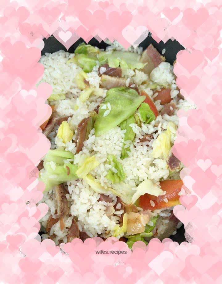Shanghai version of bacon and vegetable rice