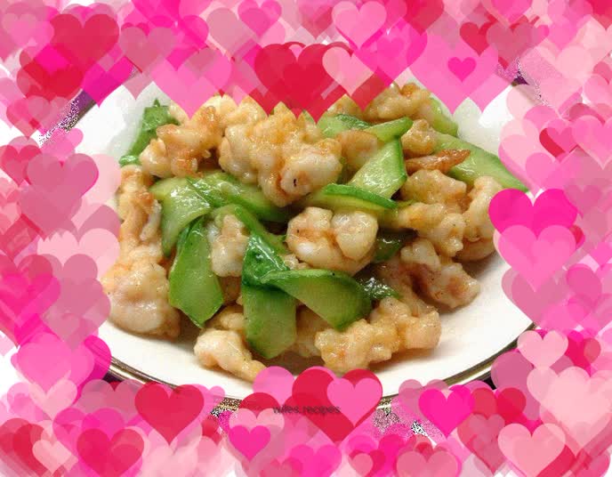 [Shrimp and melon slices]------The shrimp meat is delicious and the melon slices are crispy