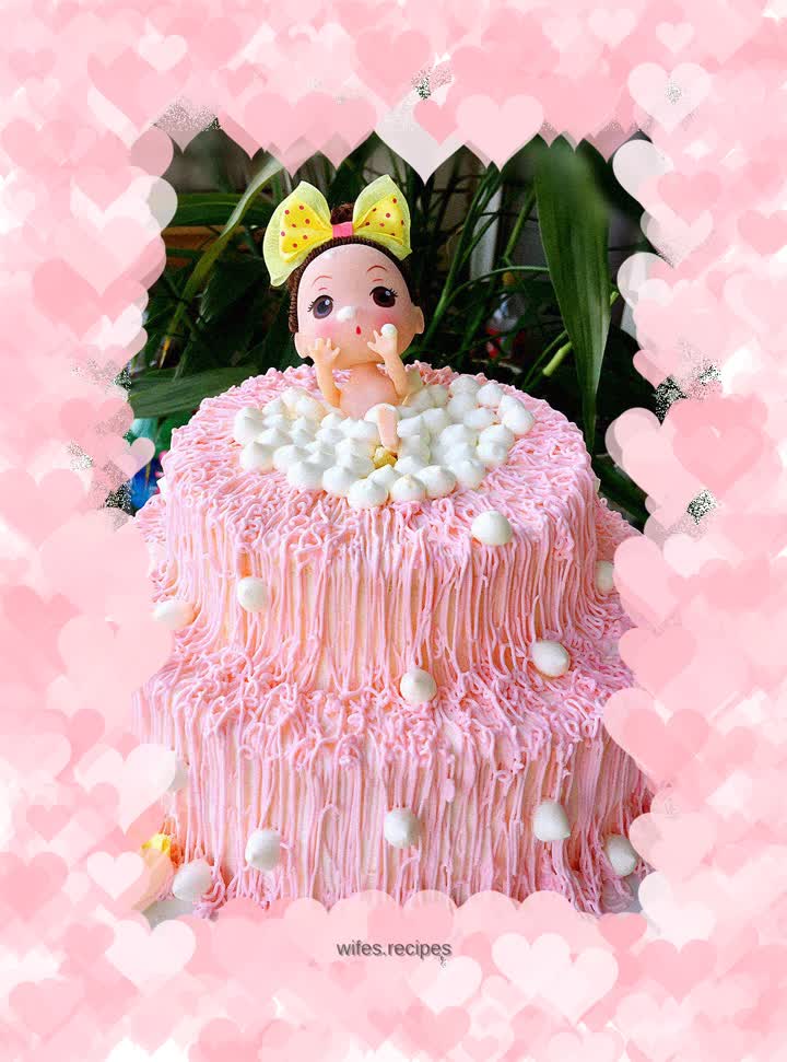Double layer bubble bath doll cake