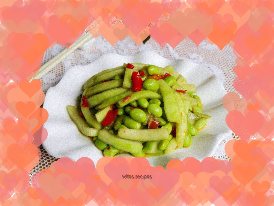 Fried edamame with watermelon rind