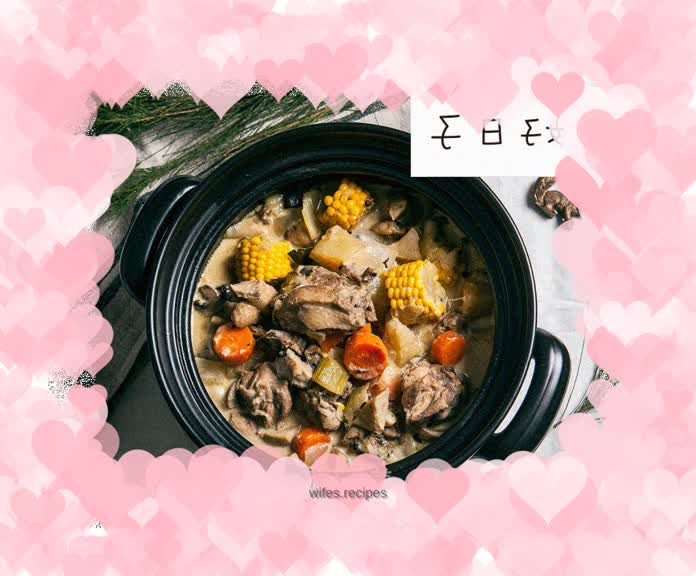 Chicken stewed with white wine and spices