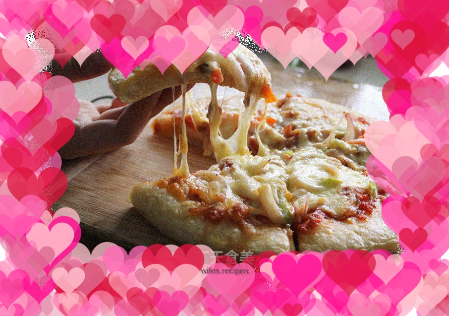 Bacon, ham and vegetable pizza