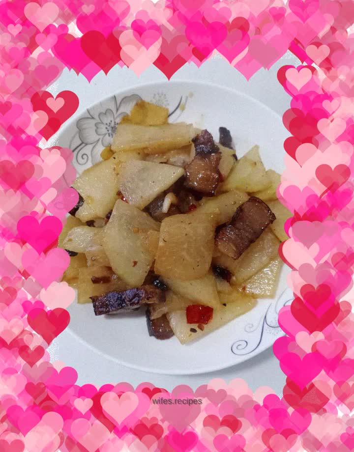 Stir-fried winter melon with bacon