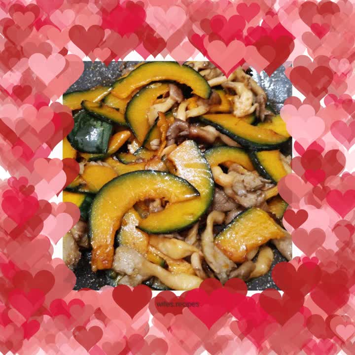 Stir-fried oyster mushrooms and pumpkin