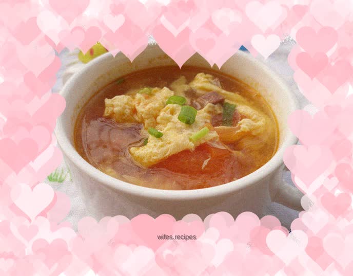 Tomato, egg and ham soup