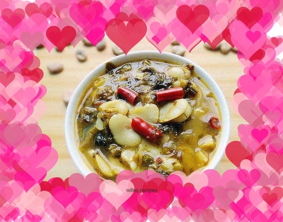 Broad bean and pickled cabbage soup