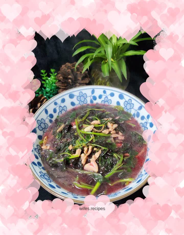 Shredded Pork and Red Amaranth Soup