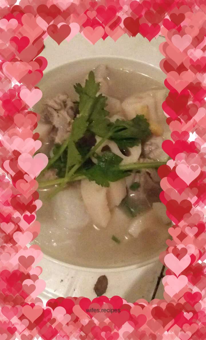 Pork ribs, lotus root and radish soup