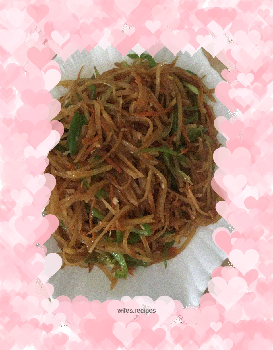 Fried three shredded shreds