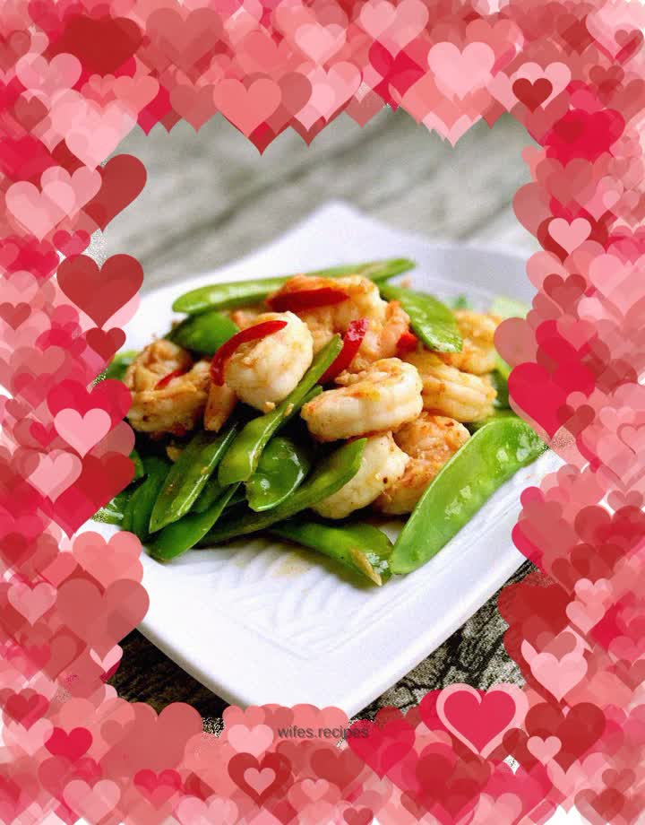 Fried shrimp balls with snow peas