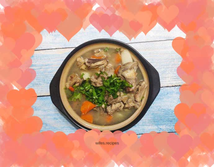 Yam, carrot and chicken soup