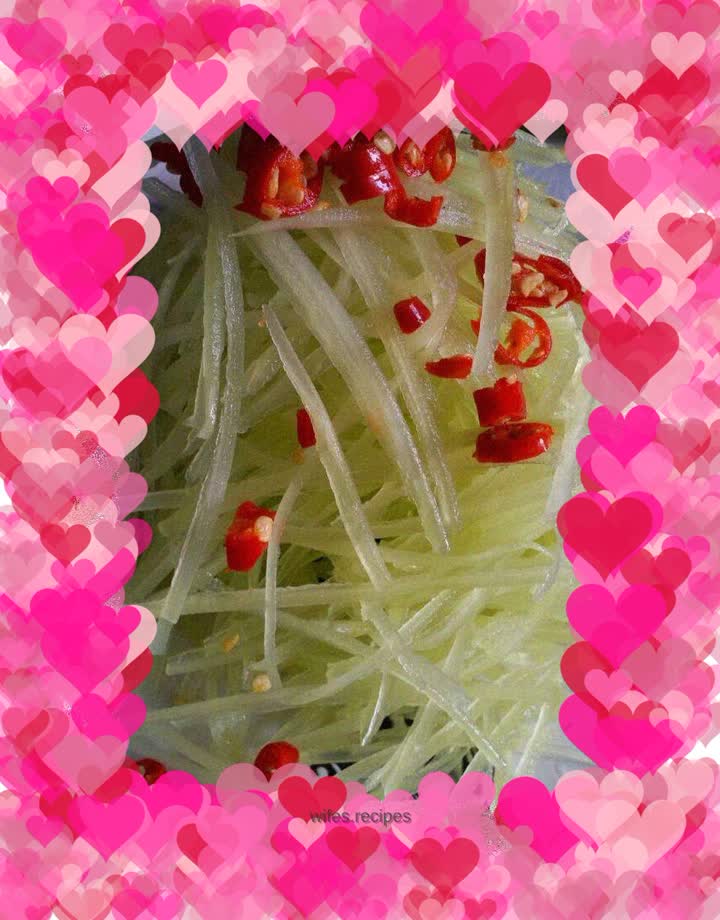 Shredded green vegetables in salted water