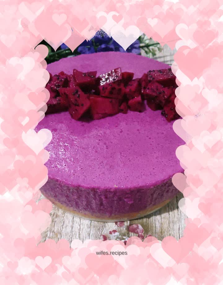 Dragon fruit mousse cake without whipping cream