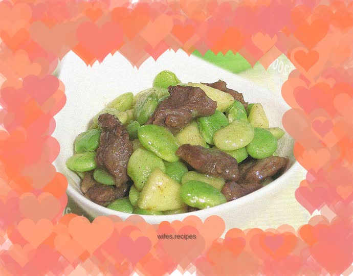 Stir-fried Lima Beans with Beef Cubes