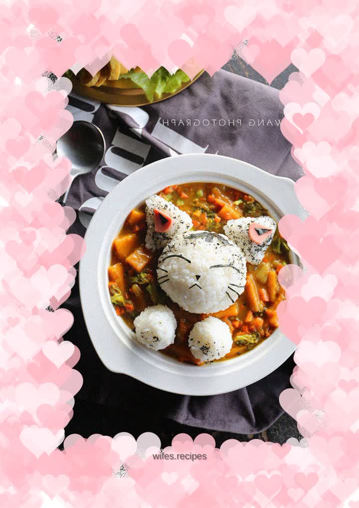 Curry rice ball - little cat