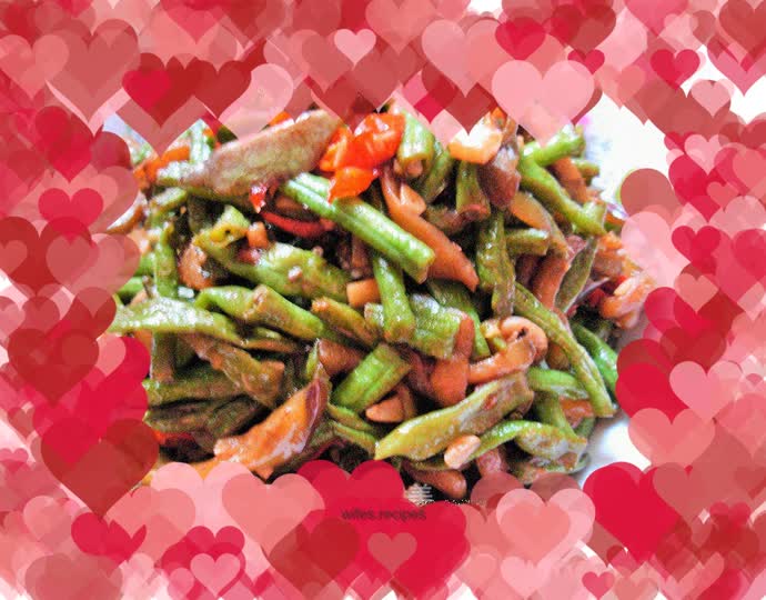Stir-fried eggplant with green beans