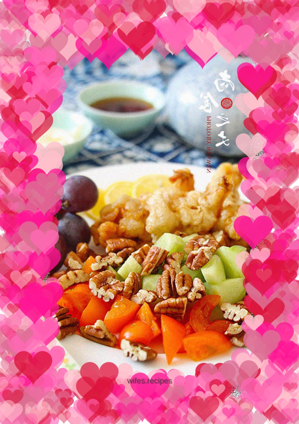 Pecan Fried Shrimp Fruit and Vegetable Salad