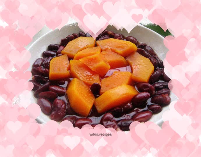 Steamed papaya with red kidney beans