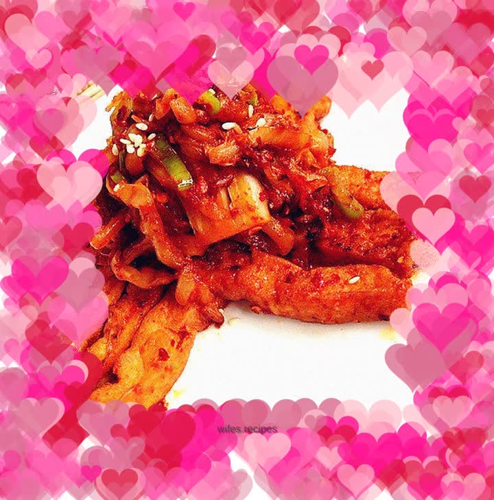 Fried tofu with kimchi