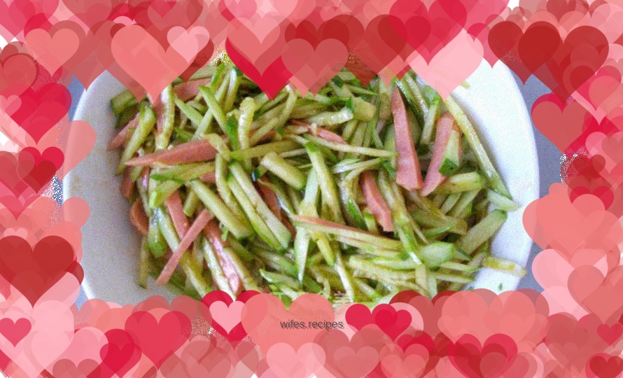 Cucumber mixed with sausage