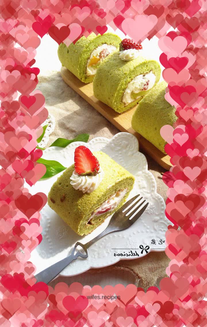 Fruit spinach chiffon roll