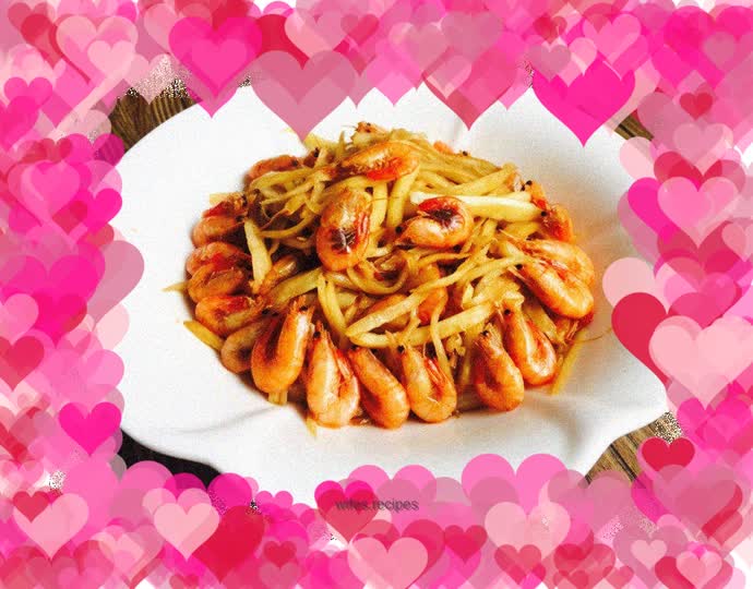 Stir-fried shrimp with wild rice