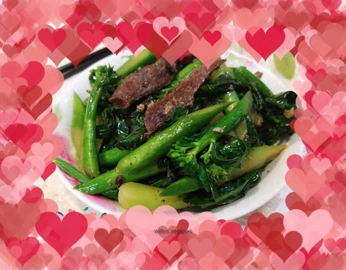 Stir-fried kale with black bean sauce and dace
