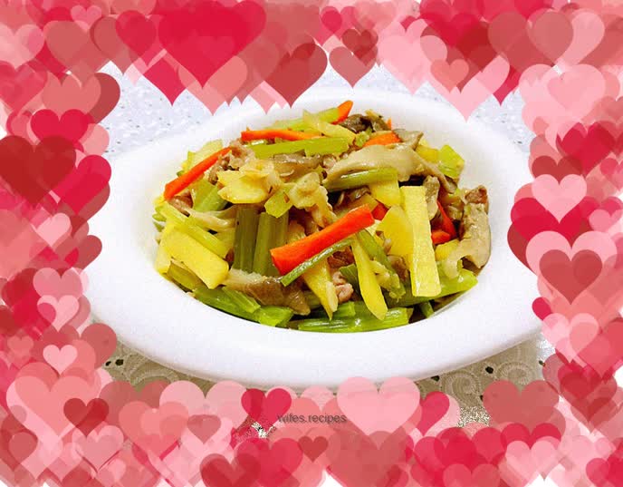 Stir-fried scallions and seasonal vegetables