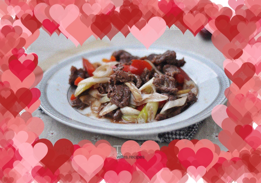 Stir-fried beef with green onions