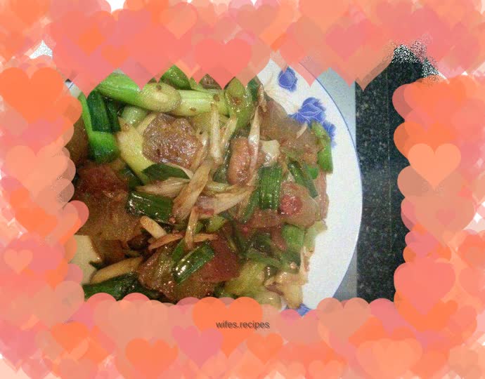 Authentic Sichuan bacon with garlic sprouts