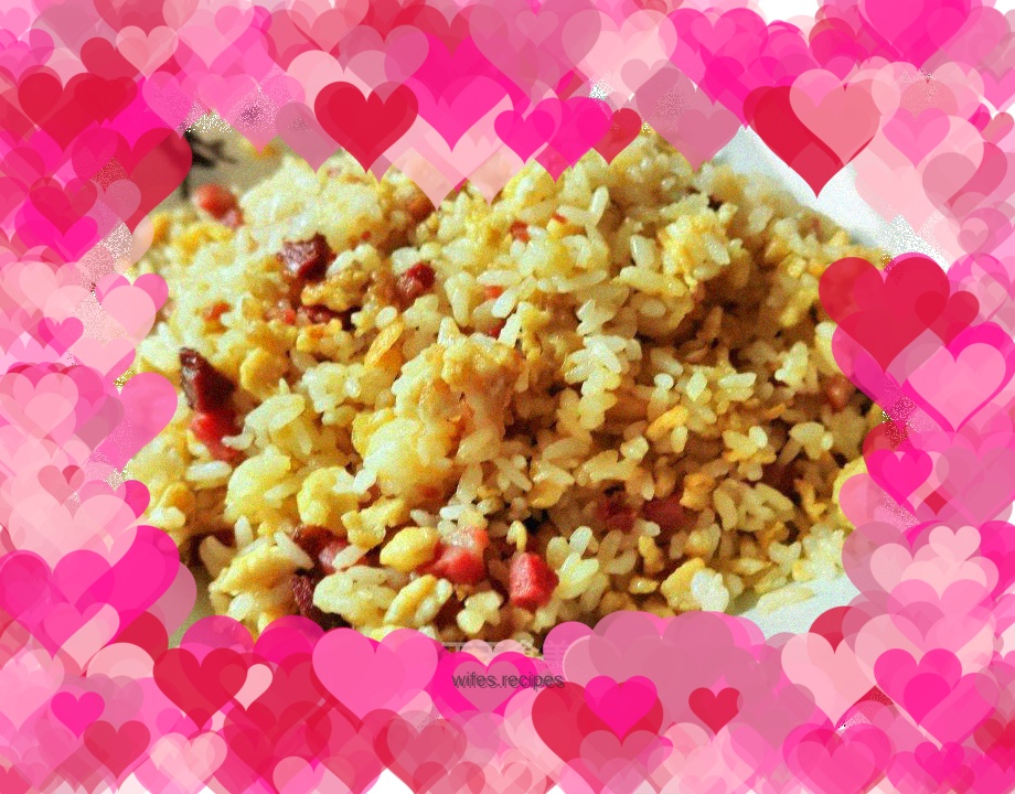 Fried rice with diced bacon
