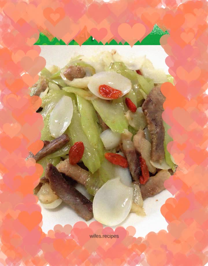 [Sauteed Shredded Bacon Pork with Celery and Lily]-----A classic autumn table dish