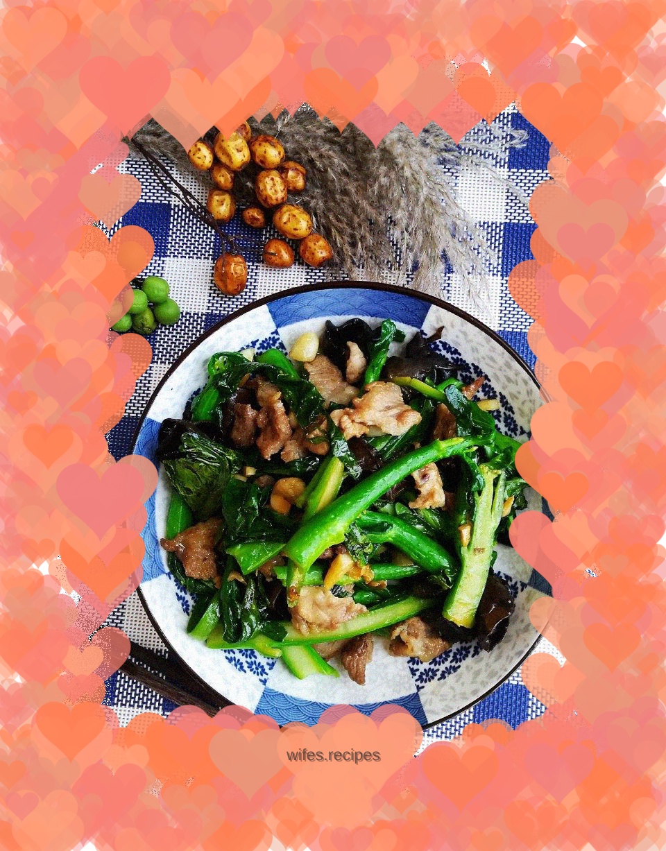 Kuaishou stir-fried fungus, stir-fried kale and bamboo shoots