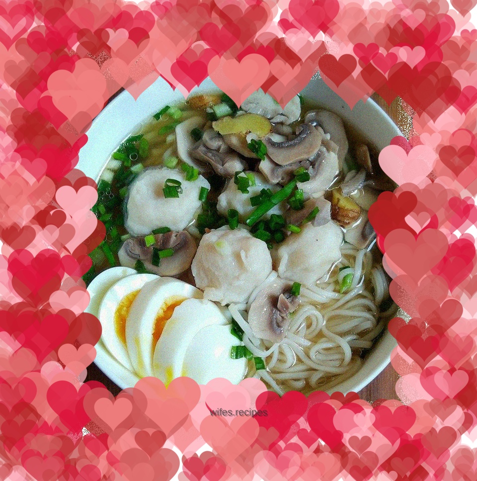 Fish Ball Mushroom Noodle Bowl