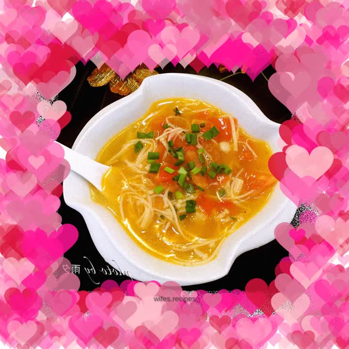 Bone Broth Tomato Enoki Mushrooms