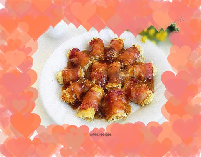 Bacon and bean curd rolls