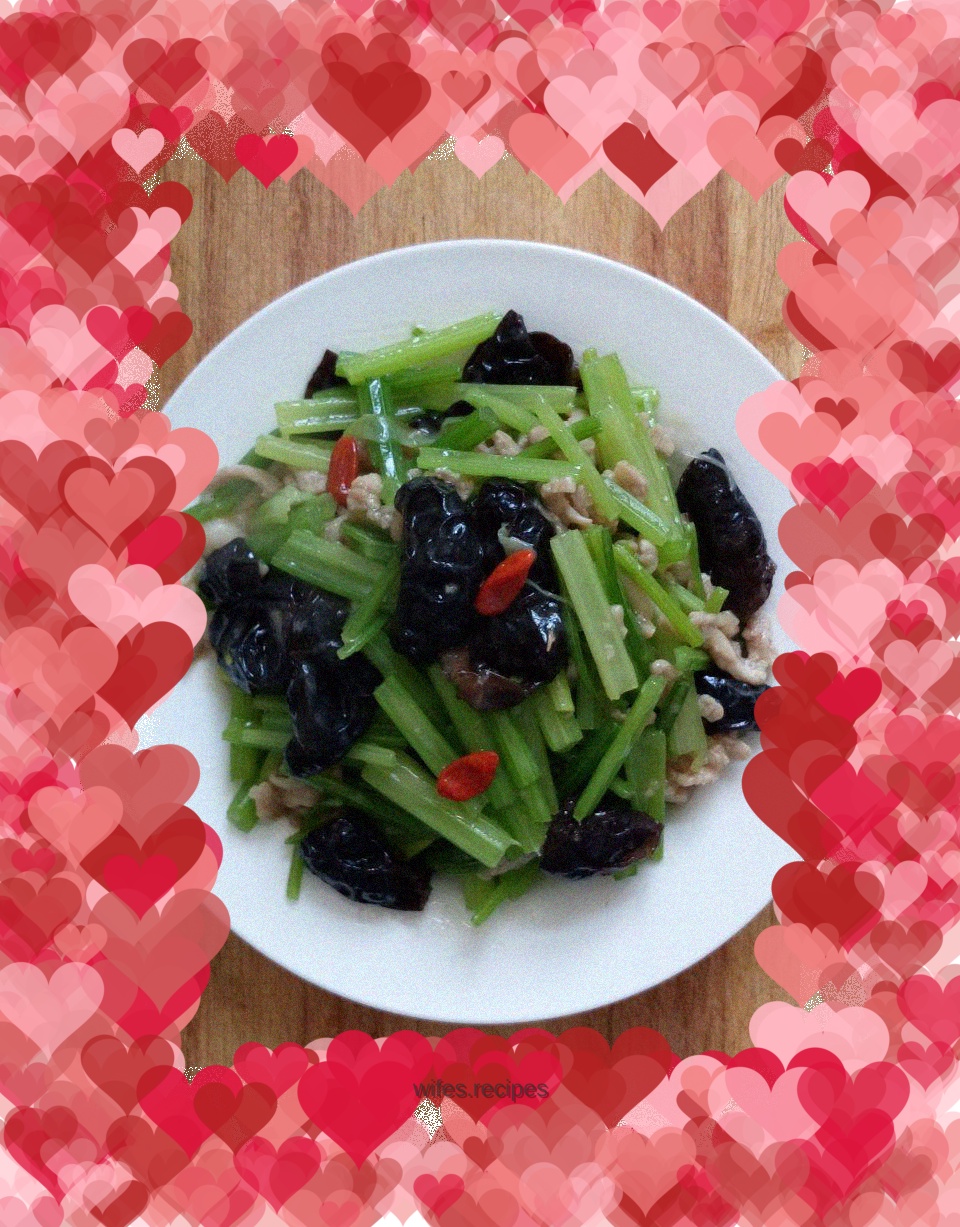 Shredded celery and pork