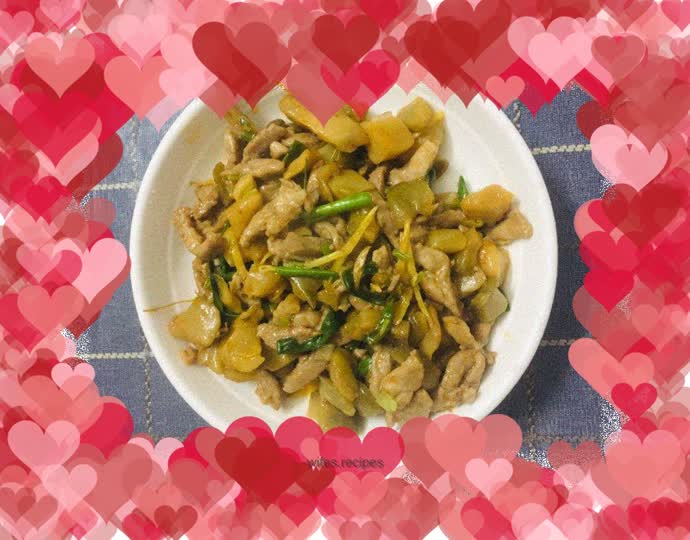 Shredded pork with pickled mustard