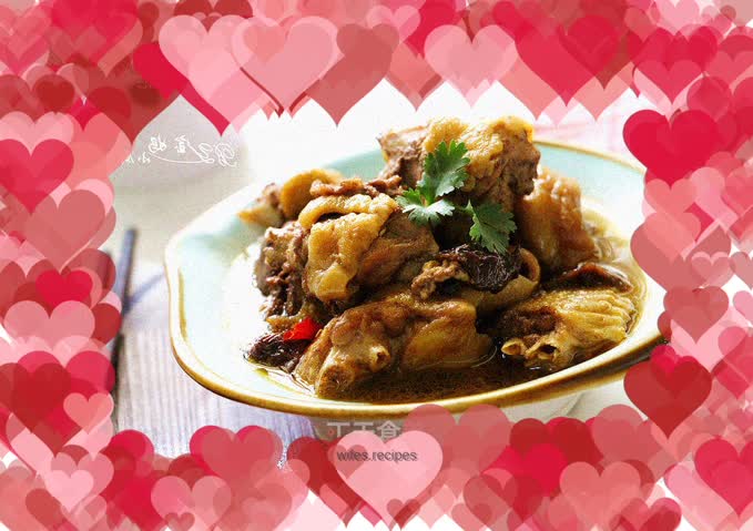 Chicken stewed with mushrooms
