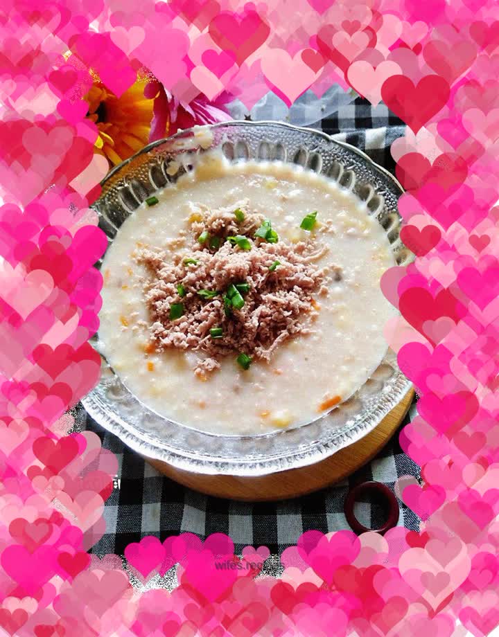 Oatmeal and beef floss porridge
