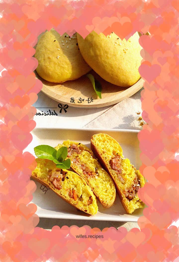 Fresh meat mustard golden bread