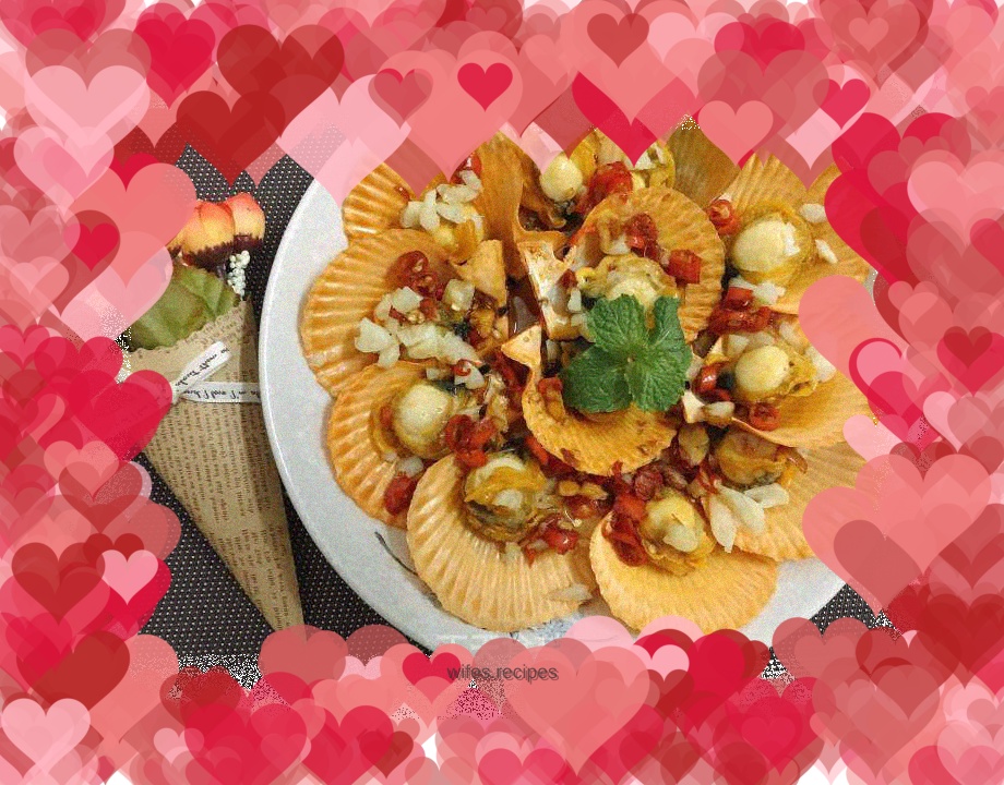 Scallops with pepper oil