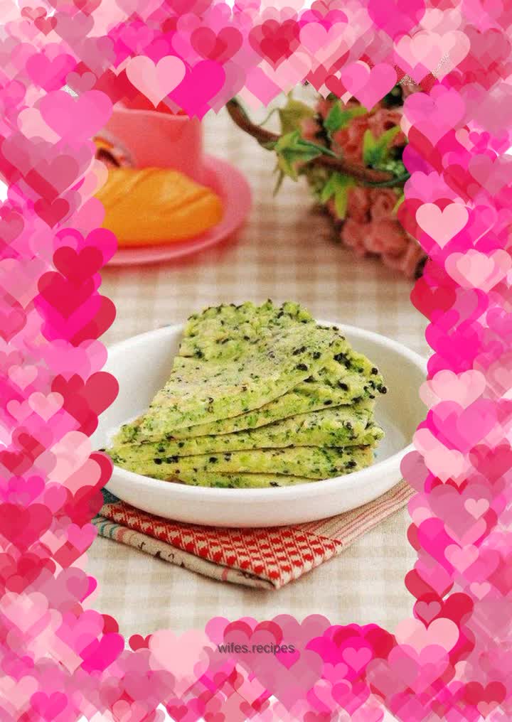 Broccoli and black sesame egg pancake