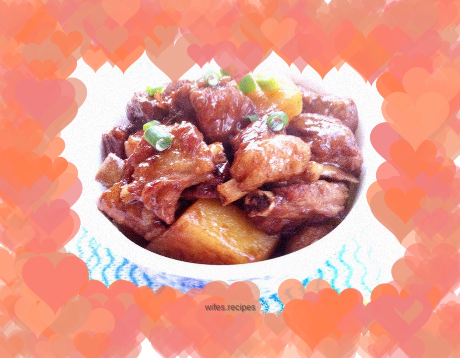 Plum pork ribs and braised potatoes