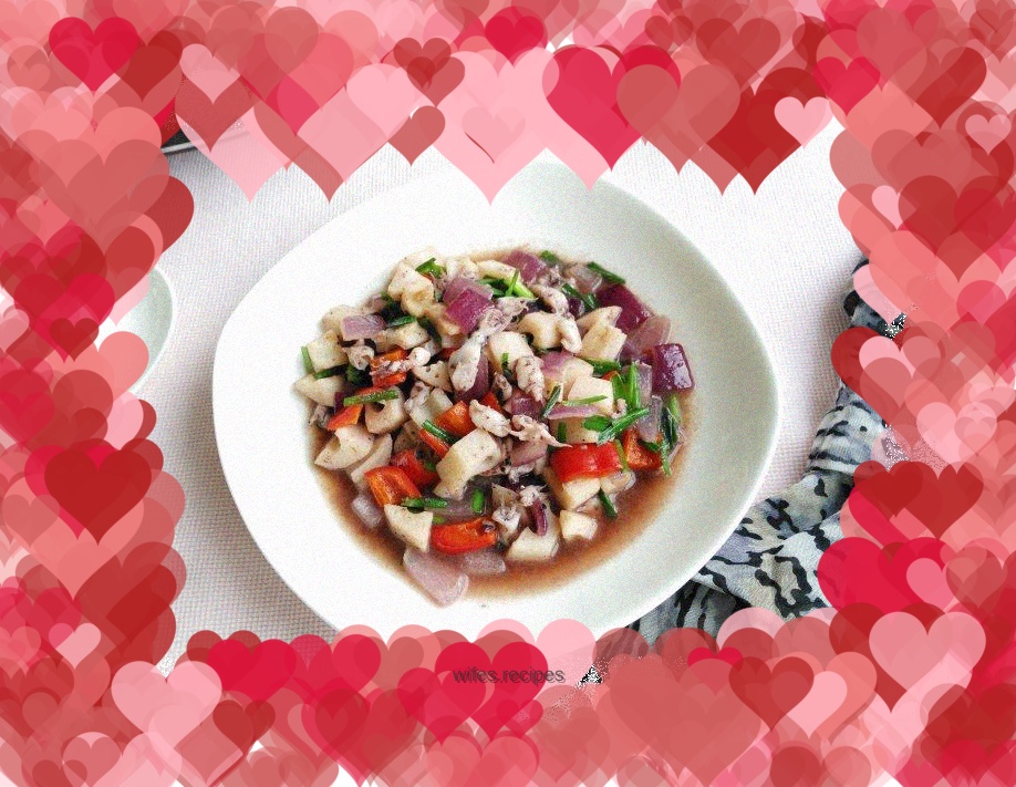 Stir-fried diced lotus root with Aplysia